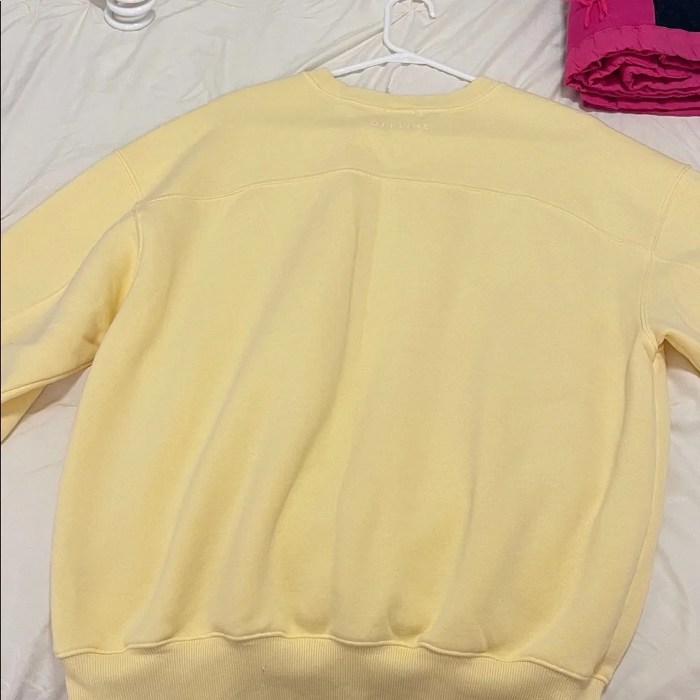 OFFLINE by aerie Butter Yellow Cloud Fleece Oversized Crewneck Sweatshirt - Picture 4 of 5